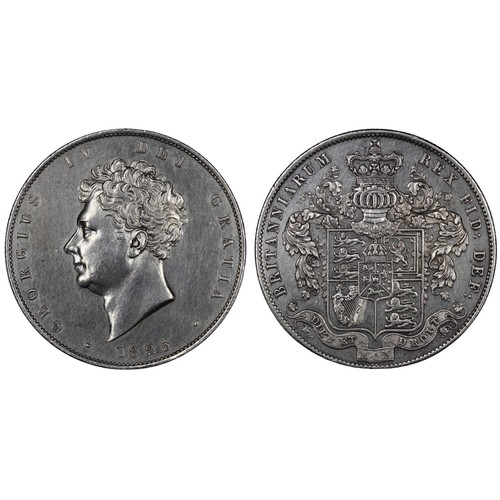 72 - 1825 Halfcrown, George IV. Obv. Bare bust, Rev. square topped garnished shield surmounted by crowned... 