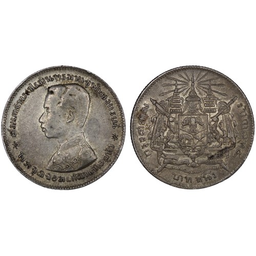 298 - Thailand, ND (1882-1900) 1 baht, Rama V. VF/gVF with some light surface marks. Scarce. [Y#34]... 