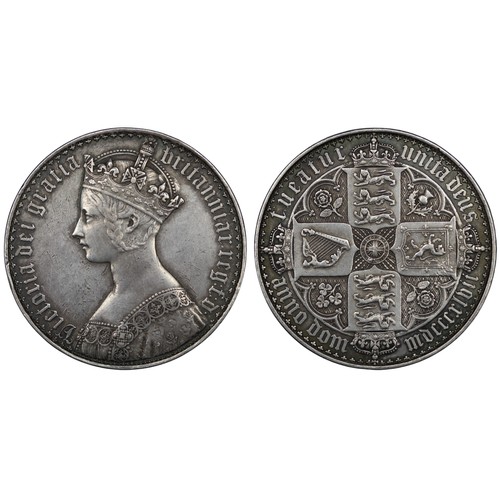 91 - 1847 Gothic Crown, Victoria. Edge UNDECIMO. One of Great Britain's signature coins and always highly... 