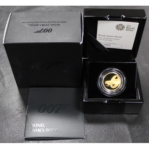 152 - 2020 Gold Proof quarter ounce (¼oz) James Bond coin #1, Bond, James Bond. Presented in original case... 