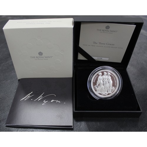 235 - 2020 Three Graces 2oz Silver £5 coin, part of the Great Engravers series. Complete with case, COA, i... 