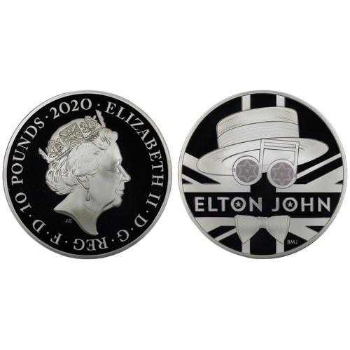 234 - 2020 Elton John silver proof 5oz £10 coin, part of the Music Legends series. Complete with large pre... 