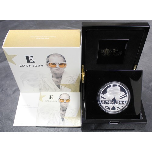 234 - 2020 Elton John silver proof 5oz £10 coin, part of the Music Legends series. Complete with large pre... 