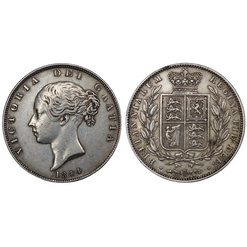 73 - 1844 Halfcrown, Victoria. Obv. young head with plain fillets, 4's in date with upper serifs, Rev. cr... 