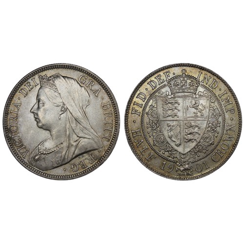 75 - 1901 Halfcrown, Victoria. Obv. old veiled head, Rev. spade-shaped shield within collar of the Garter... 