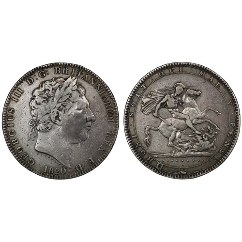 86 - 1820 Crown, George III, edge LX. Cleaned, gFine/nVF. [ESC 219, Bull 2016, S.3787]