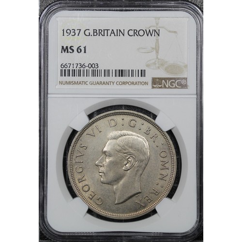 106 - 1937 Crown, George VI. Graded NGC MS61, softly toned with underlying lustre. EF/gEF. [ESC 392, Bull ... 