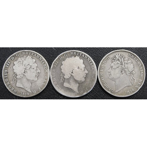 108 - Crowns (3), George III & George IV, comprising 1819, 1820 & 1822. The first and last nFine, ... 