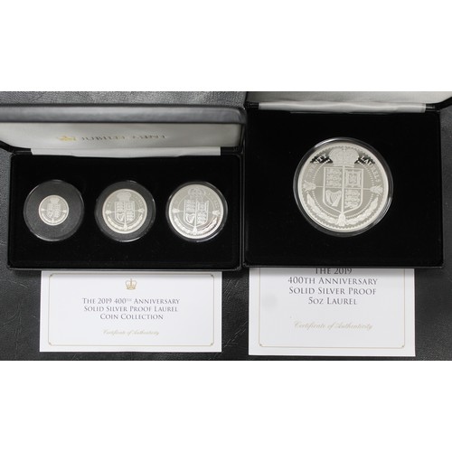 299 - Tristan da Cunha 2019 400th Anniversary of the Laurel silver proof collection featuring a 5oz 20 Lau... 