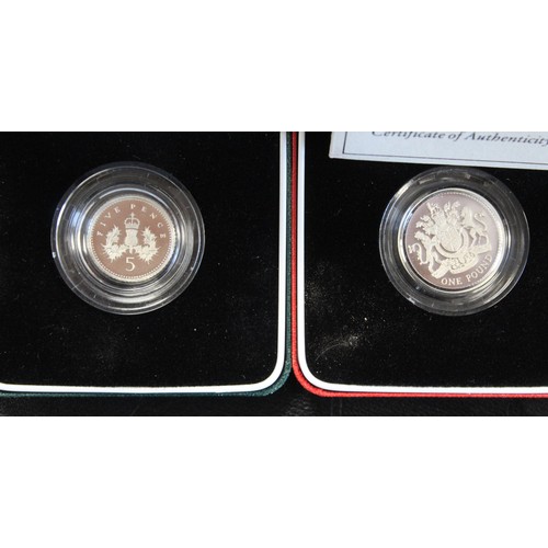 221 - Silver proof piedfort assortment (5) comprising 1995 St. Helena 50p (double crown), 1997 Technology ... 