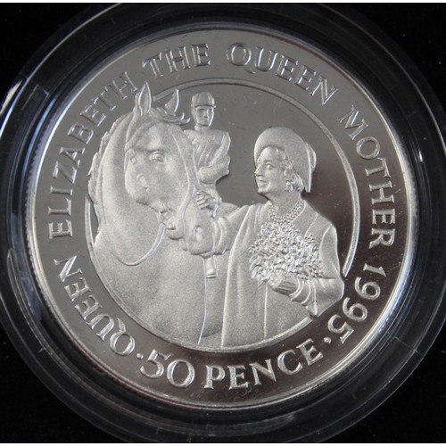 221 - Silver proof piedfort assortment (5) comprising 1995 St. Helena 50p (double crown), 1997 Technology ... 