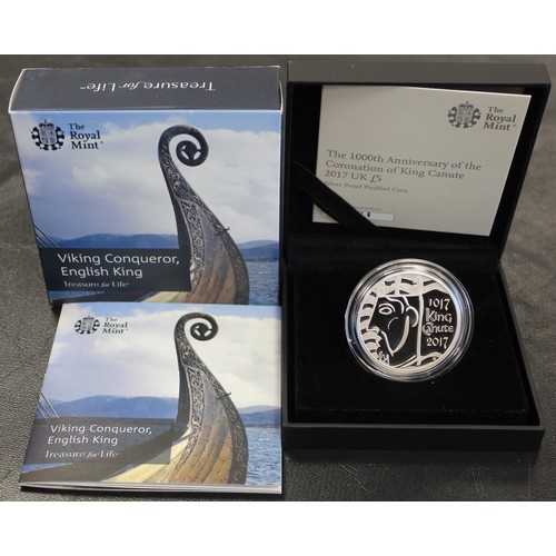 172 - 2017 Silver proof piedfort £5 commemorating the 1000th Anniversary of the coronation of King Canute.... 