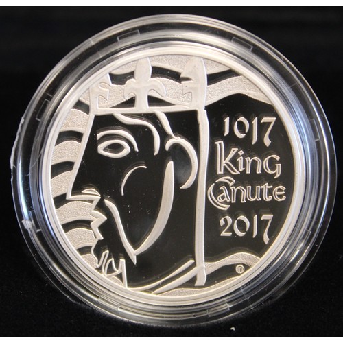 172 - 2017 Silver proof piedfort £5 commemorating the 1000th Anniversary of the coronation of King Canute.... 