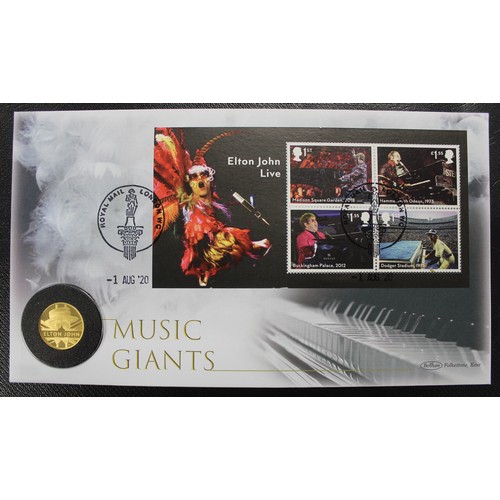 154 - 2020 ¼oz Elton John gold proof £25 in PNC/First Day Cover. Part of the Music Legends series. nFDC. C... 