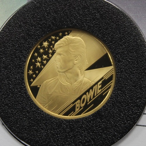 155 - 2020 ¼oz David Bowie gold proof £25 in PNC/First Day Cover. Part of the Music Legends series. nFDC. ... 