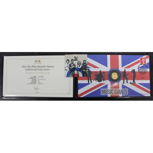 157 - 2021 ¼oz The Who gold proof £25 in PNC/First Day Cover. Part of the Music Legends series. nFDC. Comp... 