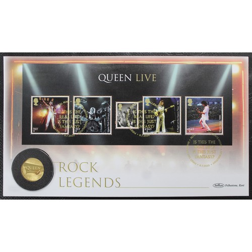 156 - 2020 ¼oz Queen gold proof £25 in PNC/First Day Cover. Part of the Music Legends series. nFDC. Comple... 