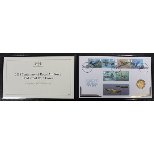 145 - 2018 Gold proof RAF Spitfire £2 in PNC/First Day Cover commemorating the 100th Anniversary of the Ro... 