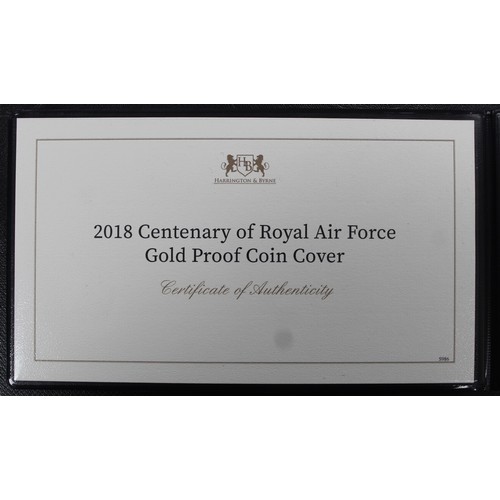 145 - 2018 Gold proof RAF Spitfire £2 in PNC/First Day Cover commemorating the 100th Anniversary of the Ro... 