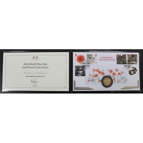 147 - 2018 Gold proof Armistice £2 in PNC/First Day Cover 100th Anniversary of the End of WWI. nFDC. Compl... 