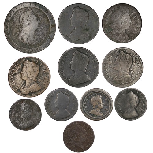 126 - Mixed UK Copper, penny to farthing (11) comprising 1797 penny, half pennies 1700, 1729, 1731, 1734 &... 