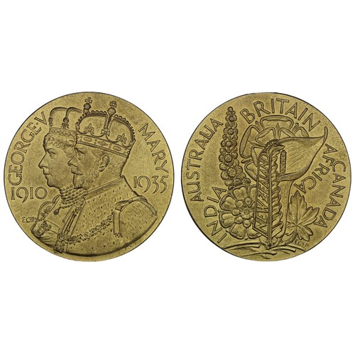 133 - 1910-1935 George V Jubilee Medal by Edward Carter Preston in larger ⌀65mm format finished in gilt co... 