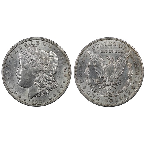 307 - USA, 1904-O Morgan Dollar. New Orleans mint. Obverse surface/bag marks otherwise aUNC with bright lu... 