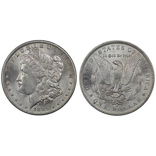 303 - USA, 1885-O Morgan Dollar. New Orleans mint. Light wear to the highest points otherwise aUNC and lus... 