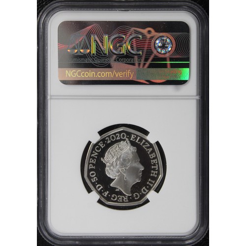 151 - 2020 Silver proof 50p featuring The Snowman. Graded NGC PF69 Ultra Cameo, FDC, with colour finish.