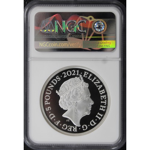 189 - 2021 Prince Philip silver proof piedfort £5. Graded NGC PF69 Ultra Cameo and presented in First Rele... 