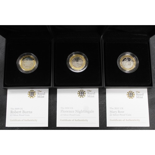 179 - Silver proof £2 coins (6) comprising 2006 Brunel, 2007 Act of Union, 2007 Abolition of the Slave Tra... 