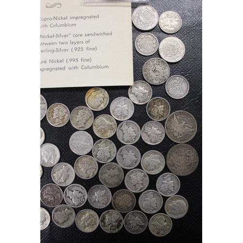 301 - New York Gardiners Island 3-coin pattern set as part of an assortment of American coin in silver, ni... 