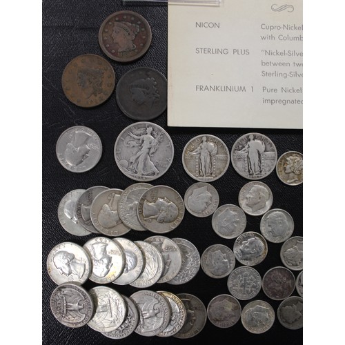 301 - New York Gardiners Island 3-coin pattern set as part of an assortment of American coin in silver, ni... 