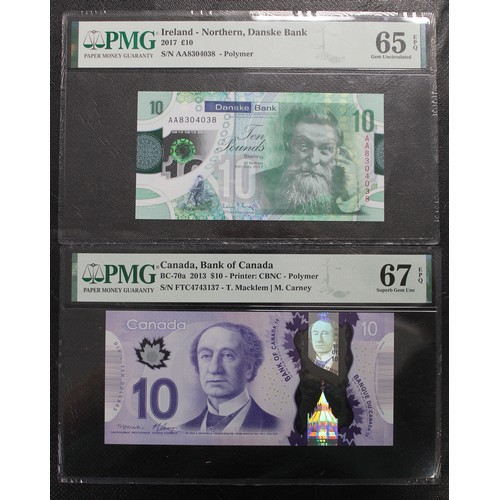 13 - A pair of current or exchangeable banknotes certified by PMG including 2017 Northern Ireland Danske ... 