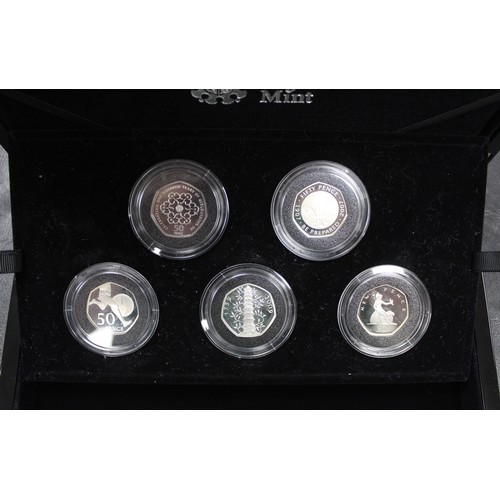 149 - 2019 Silver proof 50 Years of the 50p Culture Set including the Kew Gardens reissue. As issued, in b... 