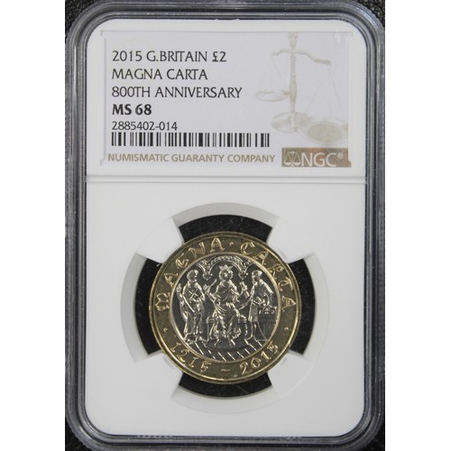 173 - 2015 BUNC £2 coin commemorating the 800th Anniversary of the signing of the Magna Carta. Graded NGC ... 