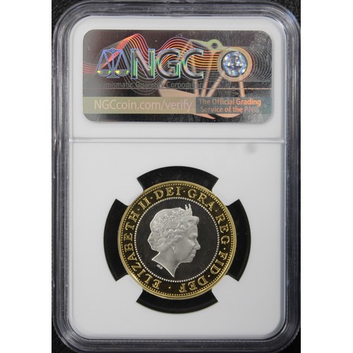 166 - 1999 Silver proof piedfort £2 with holographic finish. Graded NGC PF68 Ultra Cameo. Struck to celebr... 