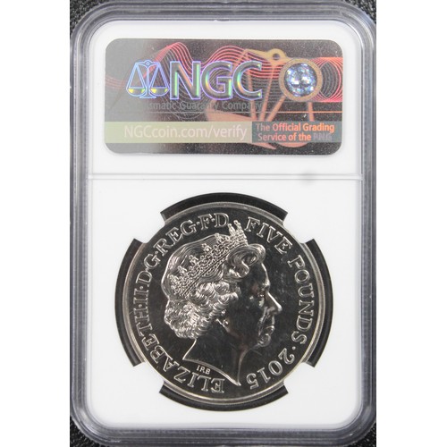 187 - 2015 BUNC £5 coin commemorating the 200th Anniversary of the Battle of Waterloo. Graded NGC MS67 DPL... 