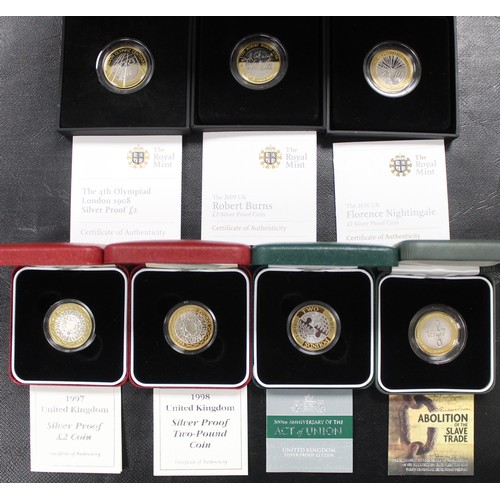 178 - Silver proof piedfort & silver proof £2 coins (7) comprising 1997 Technologies, 1998 Technologie... 