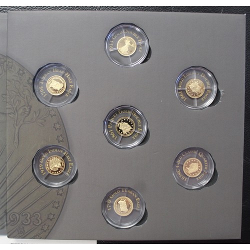 302 - The Gold Eagles Replica set struck in 14ct gold and featuring seven designs of USA gold coins from 1... 