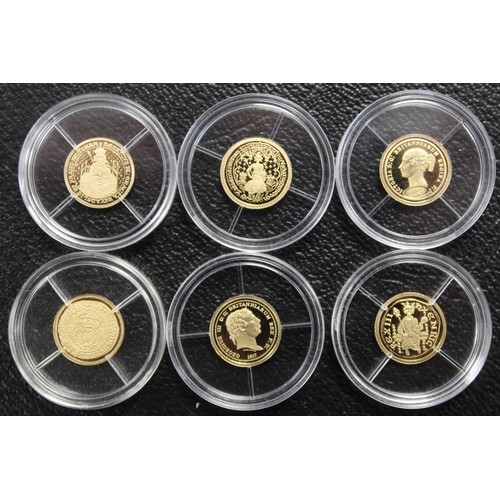111 - The iconic gold coins of the UK miniature collection. Featuring replicas of the 1839 Una & the L... 
