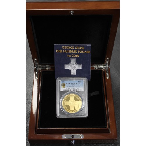 124 - Tristan Da Cunha 2014 gold proof £100. Reverse design featuring The George Cross, the highest honour... 