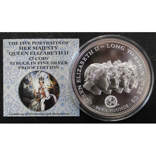 282 - Tristan Da Cunha 2015 silver proof 5oz £5 coin. Struck to celebrate HM The Queen as Longest Reigning... 