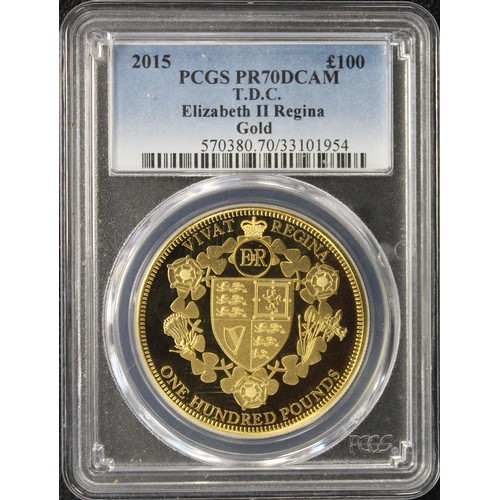 126 - Tristan Da Cunha 2015 gold proof £100. Struck to celebrate HM Queen Elizabeth's 89th Birthday. Grade... 