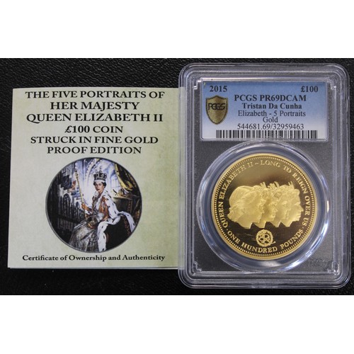 125 - Tristan Da Cunha 2015 gold proof £100. Struck to celebrate HM The Queen as Longest Reigning Monarch ... 