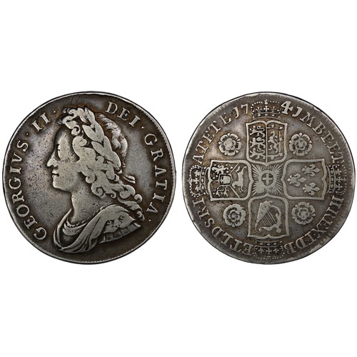 69 - 1741/39 Halfcrown, George II. Edge DECIMO QVARTO. 41 over 39 in date. Roses in reverse angles. Fair/... 