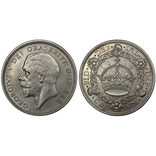 80 - 1929 Crown, George V. Obv. bare head facing left, Rev. crown and date within wreath. gVF/aEF with un... 
