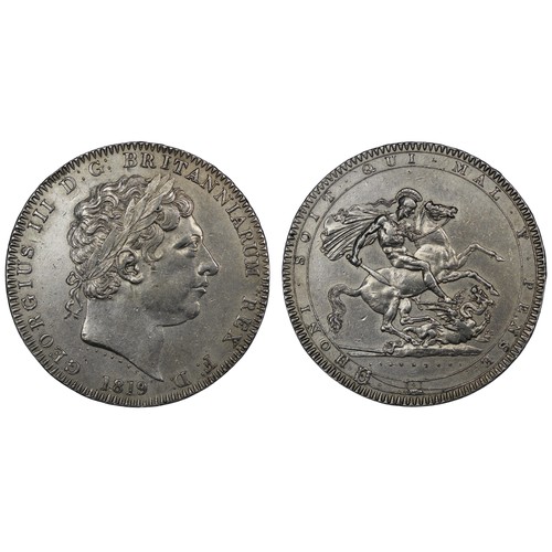 75 - 1819 Crown, George III, edge LIX. P, N & S of PENSE in garter legend recut. Dipped with light ha... 