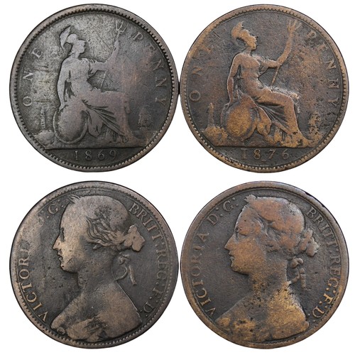 29 - 1869 Penny, Victoria, one of the key series dates. Fair, better in places. Additionally an 1876H pen... 