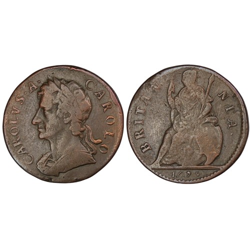 21 - 1675 Farthing, Charles II. Fine for issue, once cleaned. [Peck 528]